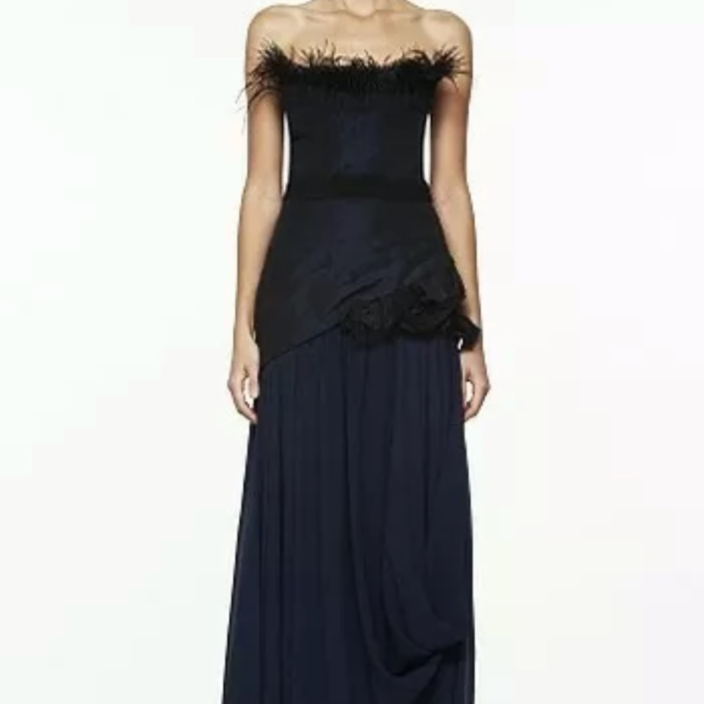 BCBG Maxaria Ink Sulk Feather Gown Sz 4